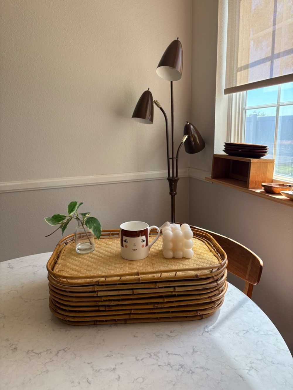 Woven Rattan Serving Tray - Natural Boho Chic